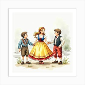 Watercolor Illustration Of Romanian Culture In English Holiday Celebrations 1 Art Print