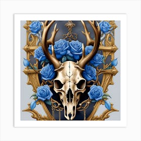Skull And Roses 7 Art Print
