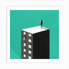 Man Standing On Top Of Building 1 Art Print