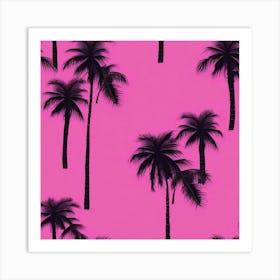 Palm Trees On A Pink Background 1 Art Print
