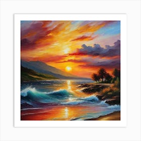 Sunset On The Beach 127 Art Print