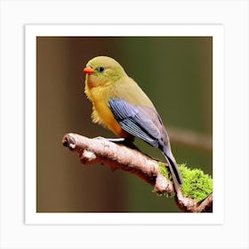 Bird Perched On Branch Art Print