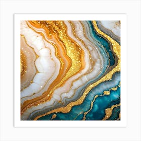 Gold And Blue Agate Art Print