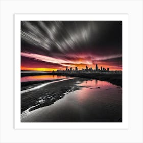 Sunset Over Chicago 4 Art Print