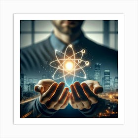 Man Holding An Atomic Symbol Art Print