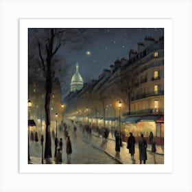 Boulevard Montmartre At Night 1 Art Print