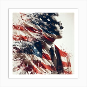 A american flag, a man 3 Art Print