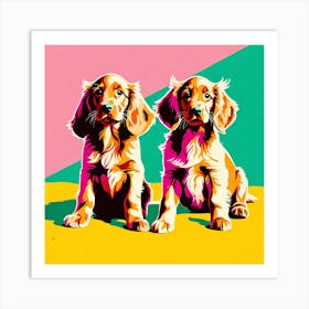 'Irish Setter Pups', This Contemporary art brings POP Art and Flat Vector Art Together, Colorful Art, Animal Art, Home Decor, Kids Room Decor, Puppy Bank - 86th Art Print