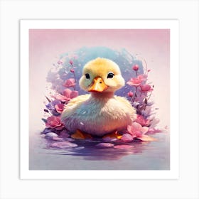 Duckling In Water Art Print