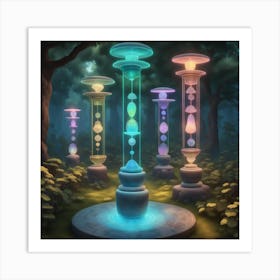 Lighted Pillars In The Forest Art Print