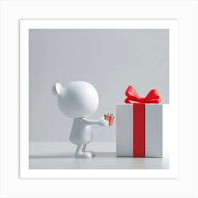 Gift Box With Red Ribbon Art Print