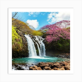 Waterfall In Hawaii nature Art Print