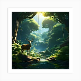 Deer In The Forest 5 Art Print