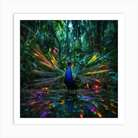 Peacock In The Forest Art Print