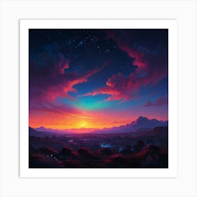 Sunset In The Mountains 35 Art Print
