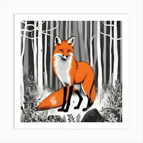 Fox In The Woods 4 Art Print