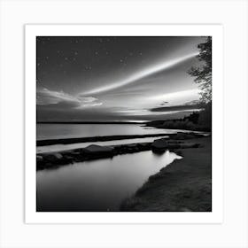 Night Sky Over Lake Art Print