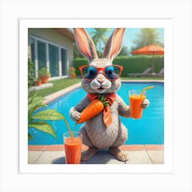 Bunny With Orange Juice Art Print