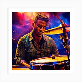 Drummer Playing Drums Art Print