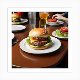 Hamburgers On A Table 1 Art Print