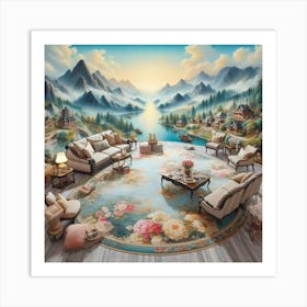 Of A Mountain Scene Art Print