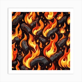 Seamless Pattern With Fire Art Print