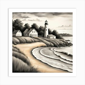 Lighthouse At Dusk 1 Art Print