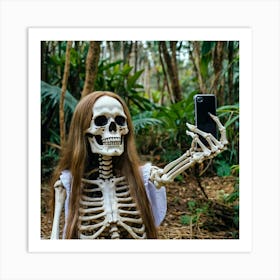 Skeleton Taking Selfie Art Print