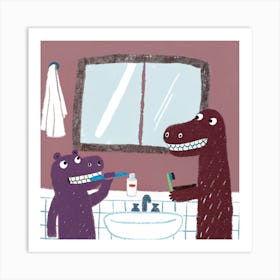 Brushing Teeth Art Print