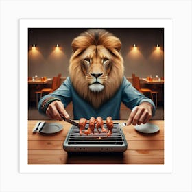 Lion Grilling Art Print