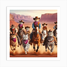 Cowboy Cats Art Print