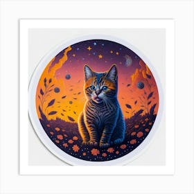 Cat Colored Sky (81) Art Print