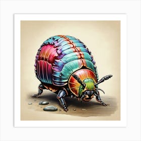 Colorful Insect Illustration Pill Bug 16 Art Print 0 Art Print