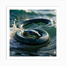 Snake In The Ocean Art Print