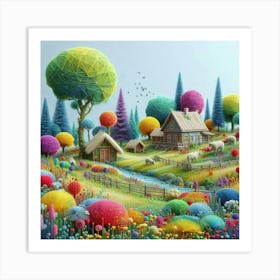 Colorful Yarn Landscape Art Print