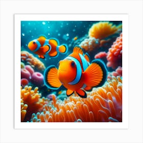 Clownfish And Anemones Art Print