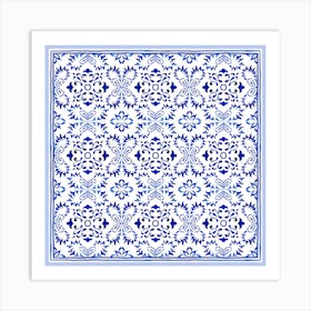 Blue And White Floral Pattern 4 Art Print