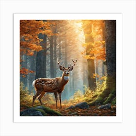 Deer In The Forest 128 Art Print