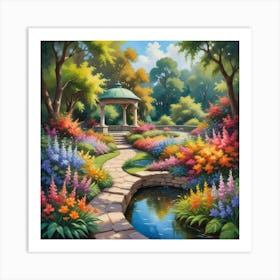 Gazebo In The Garden Paintings Art Print Art Print