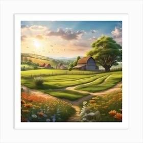 Farm Landscape Wallpaper 6 Art Print