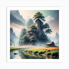 Asian Landscape Painting Art Print