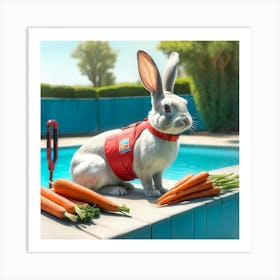 Rabbit By The Pool 1 Art Print