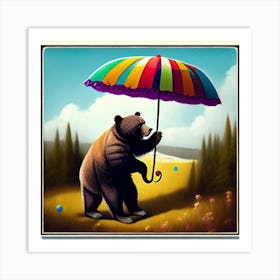 Bear With Umbrella Art Print