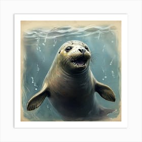 Seal In The Water 3 Art Print