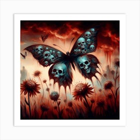 Skulls And Butterflies Art Print