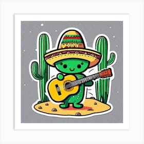 Cactus Playing Guitar 8 Art Print