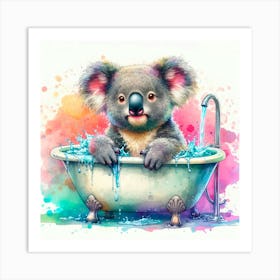 Koala Bathing In The Tub Art Print