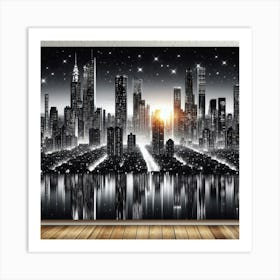 Cityscape At Night Art Print