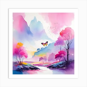 Butterfly In The Mountains Art Print