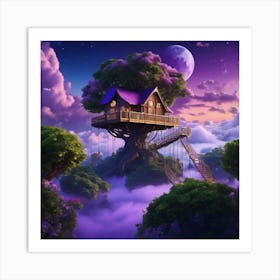 Tree House In The Sky Art Print